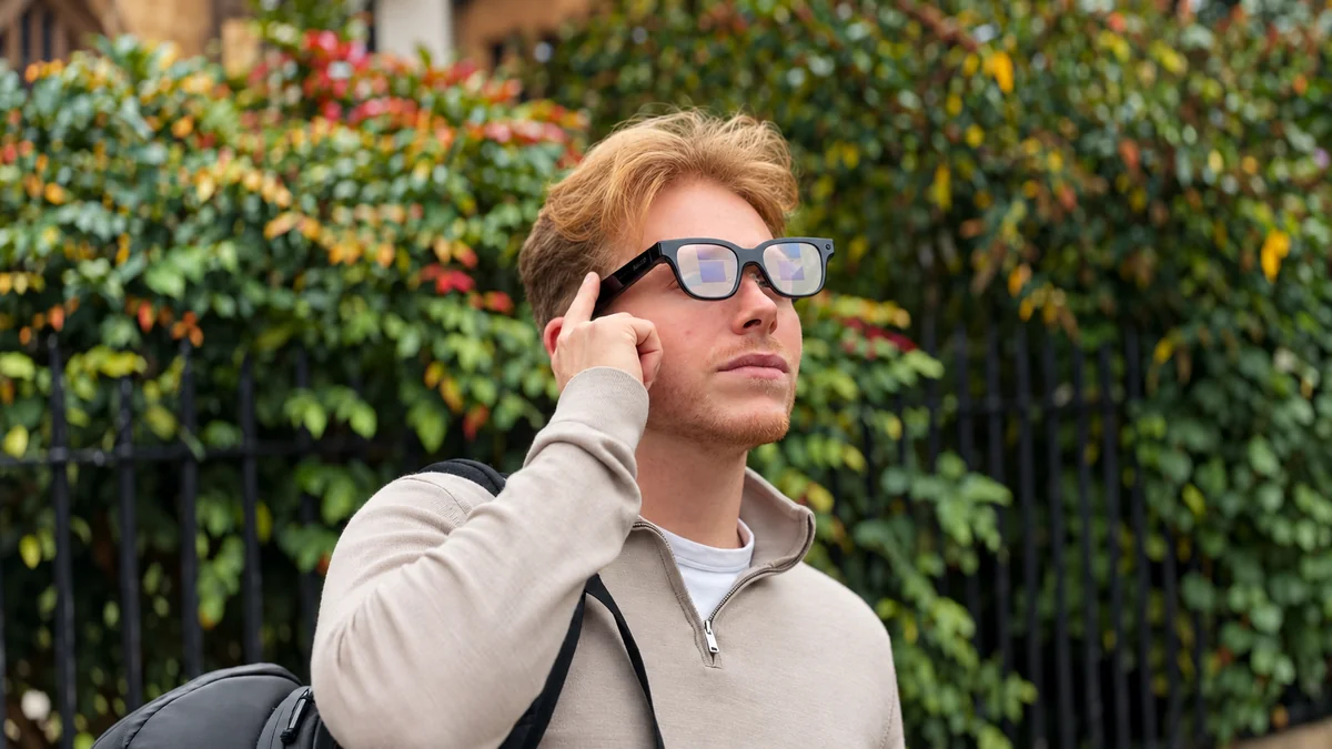 Alex wearing smart glasses outdoors