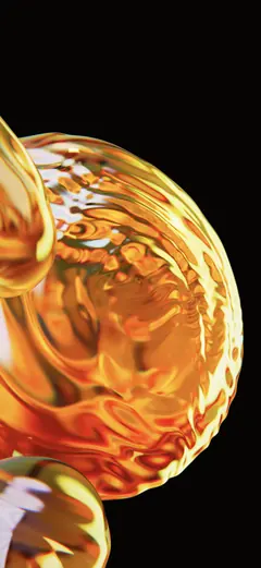 A luminous amber glass sphere and sculptural curves against a black portrait canvas — Solar Eclipse wallpaper preview